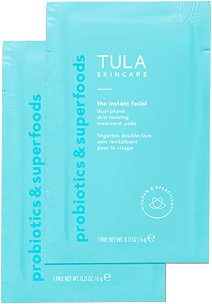 TULA Skin Care Instant Facial Dual-Phase Skin Reviving Treatment Pads - Lactic Acid Pads to Exfol... | Amazon (US)