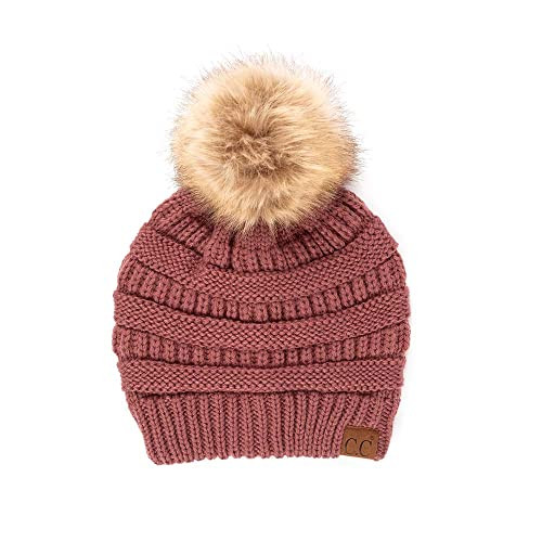 Hatsandscarf CC Exclusives Unisex Ombre Ribbed Confetti Knit Beanie with POM (HAT-43) (Coco berry) | Amazon (US)