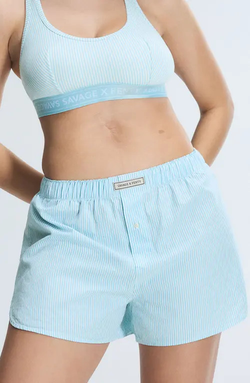 SAVAGE X FENTY Kickback Casuals Pajama Boxers in Beachy Blue Line By Line at Nordstrom, Size Medium | Nordstrom