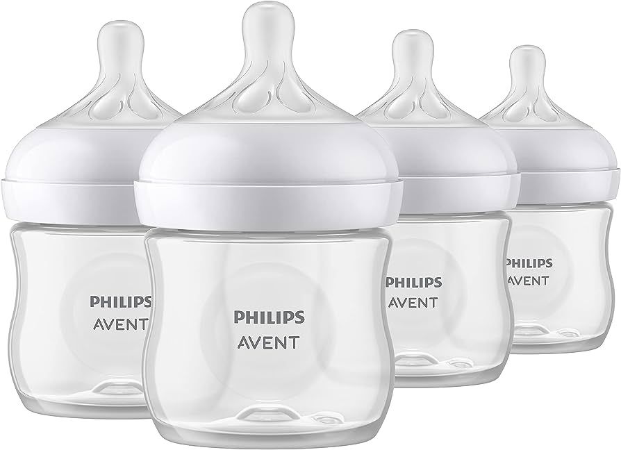 Philips AVENT Natural Baby Bottle with Natural Response Nipple, Clear, 4oz, 4pk, SCY900/04 | Amazon (US)