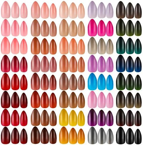 960 Pieces Short Full Cover Stiletto Fake Nails Colorful Press on Nail Glossy False Nail Solid Co... | Amazon (US)