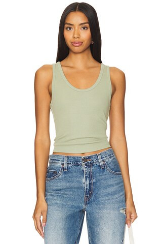 perfectwhitetee Structured Rib Bra Friendly Tank Top in Oil Green from Revolve.com | Revolve Clothing (Global)