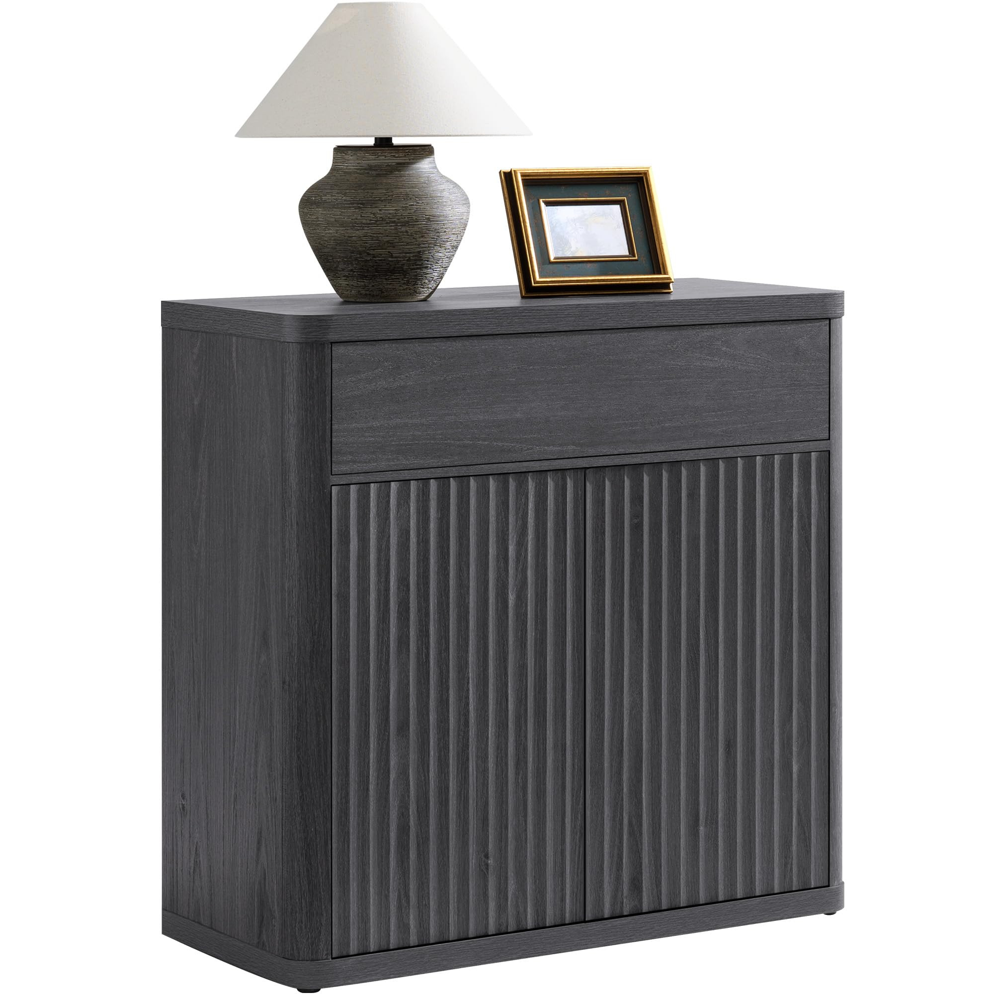 SICOTAS Buffet Cabinet with Storage - Accent Fluted Storage Cabinet with 2 Doors & 1 Drawer 34.6"... | Amazon (US)