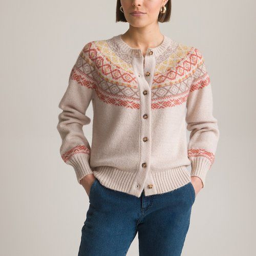 Recycled Jacquard Cardigan in Chunky Knit with Button Fastening | La Redoute (UK)