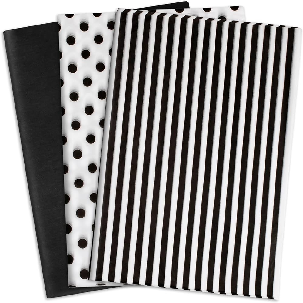 MR FIVE Black and White Tissue Paper Bulk,20" X 28",Black and White Tissue Paper for Gift Bags,Bl... | Amazon (US)