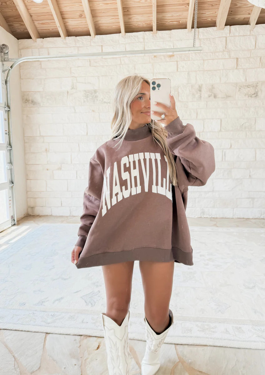 Nashville/Broadway Mock Neck Sweatshirt | CK Squared Boutique