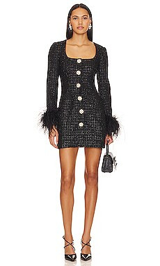 self-portrait Feather Mini Dress in Black from Revolve.com | Revolve Clothing (Global)