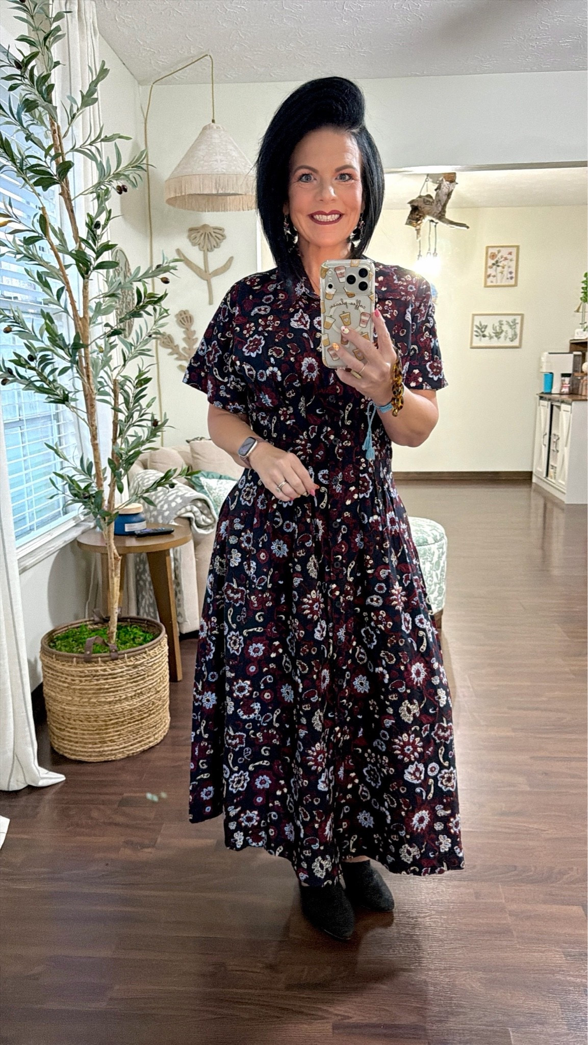 fall outfits women
business casual workwear
Work outfits
Fall outfits
Teacher outfits

Scenario Women's and Women's Plus Pleated
Waist Midi Shirtdress with Short Sleeves
Size small TTS 

Womens Sissy Stacked Heel Snake and Cow Print Pointed Toe Slip-on Mule