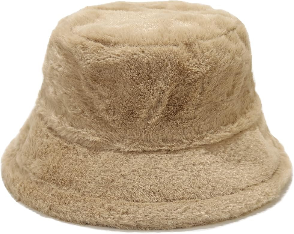 Umeepar Winter Faux Fur Bucket Hat Fluffy Warm Hat for Women Men | Amazon (US)
