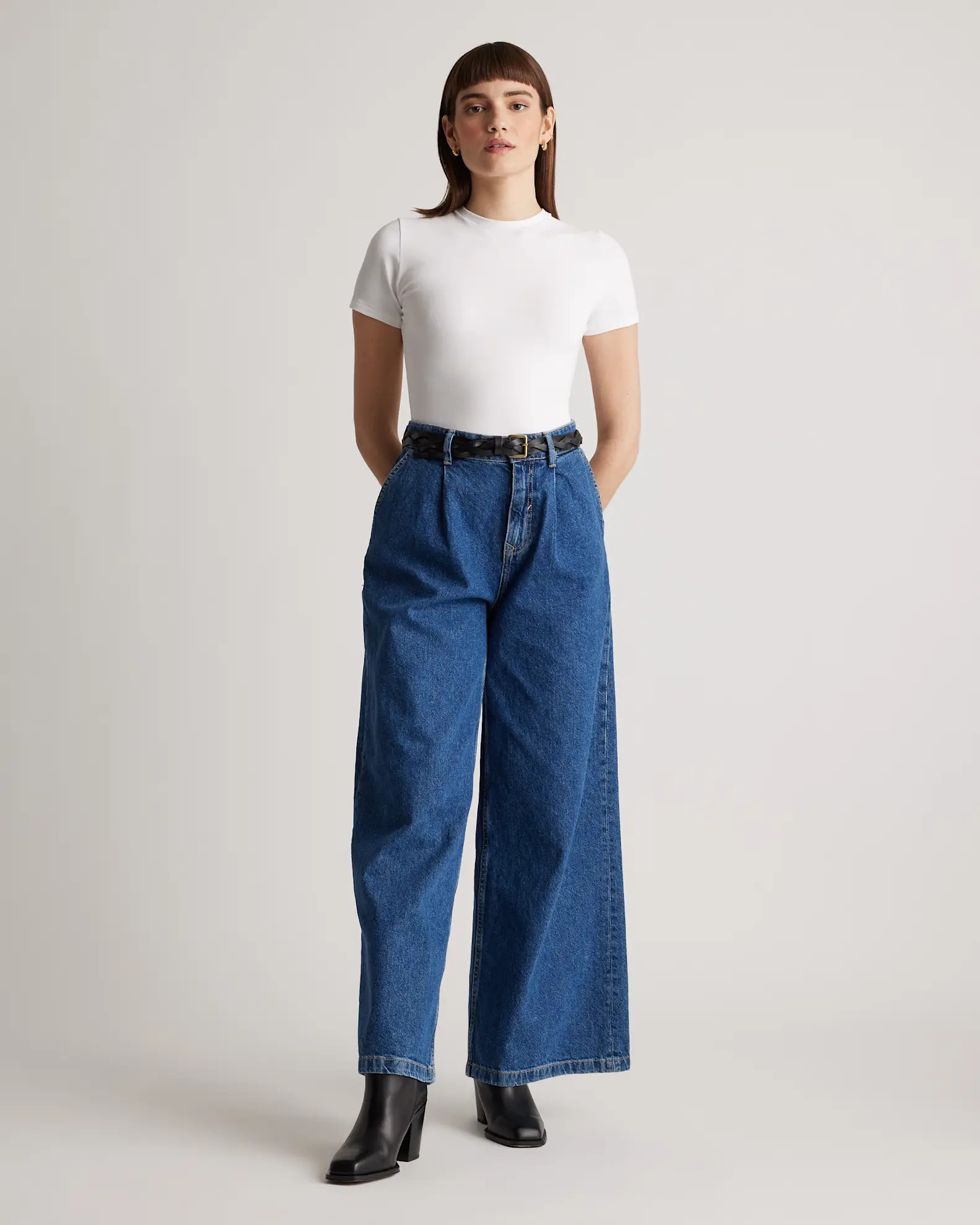 Stretch Cotton Jersey Short Sleeve Bodysuit in Soft White | Quince