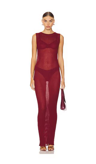 Clarice Sheer Maxi Dress in Burgundy | Revolve Clothing (Global)