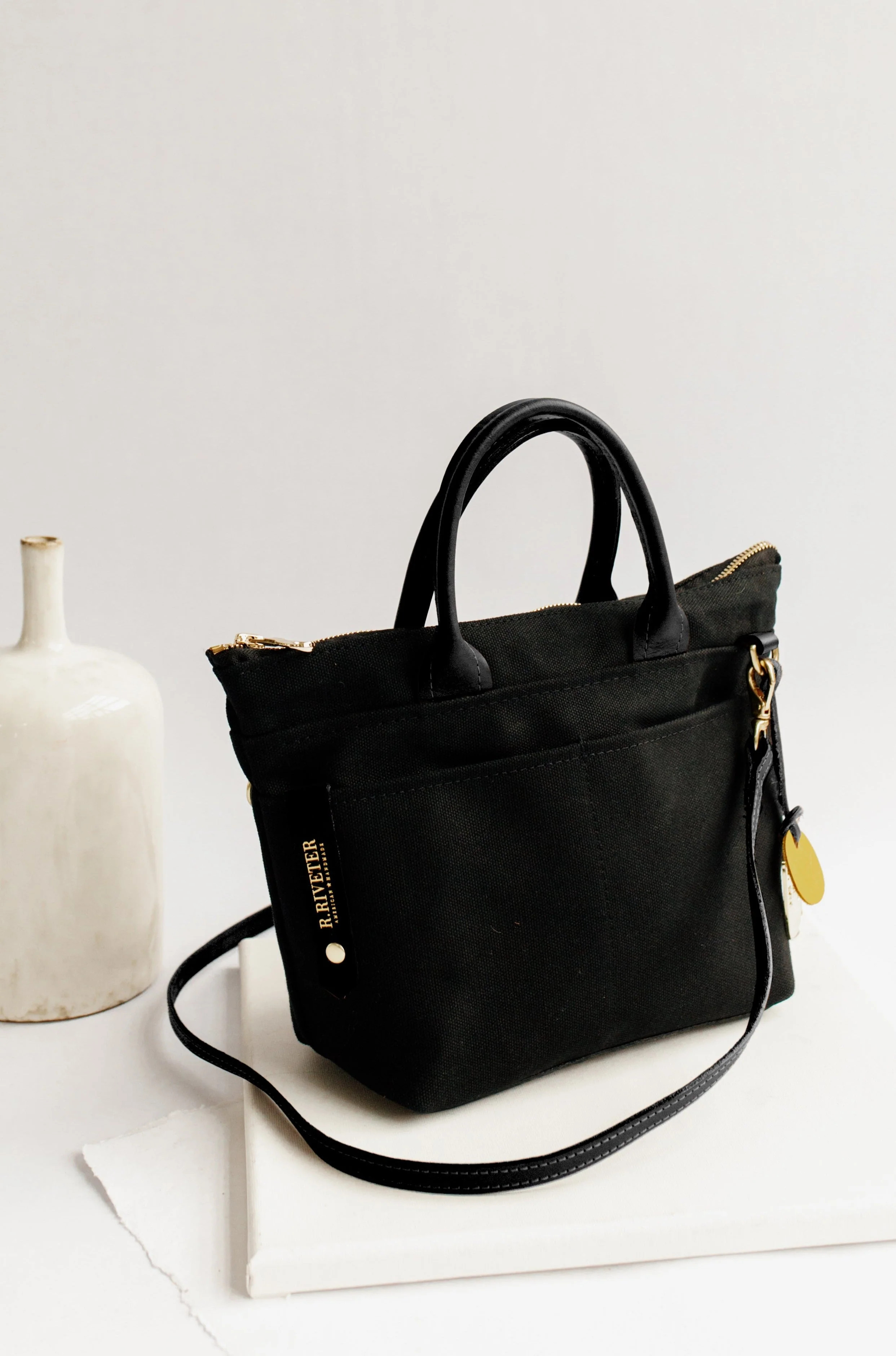 Dot | Signature Black Canvas + Black Leather | R. Riveter