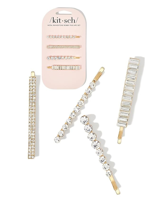 Kitsch Assorted Rhinestone Bobby Pins for Hair, 4 Pieces Hair Clips for Women, Decorative Hair Ac... | Amazon (US)