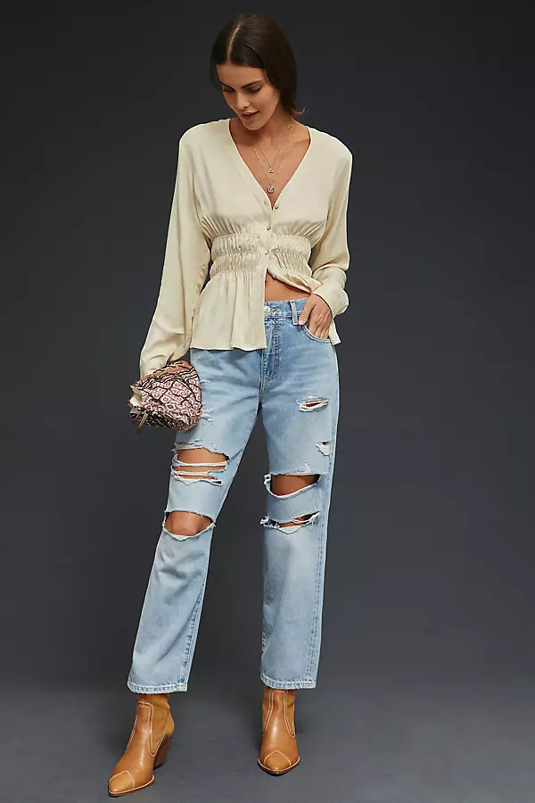 Pilcro Vintage Crop Mid-Rise Straight Jeans | Anthropologie (US)