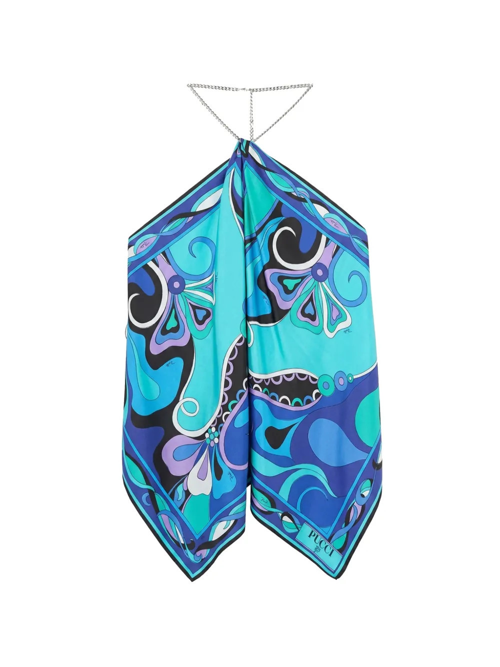 PUCCI Iride-print silk top - Blue | Farfetch Global