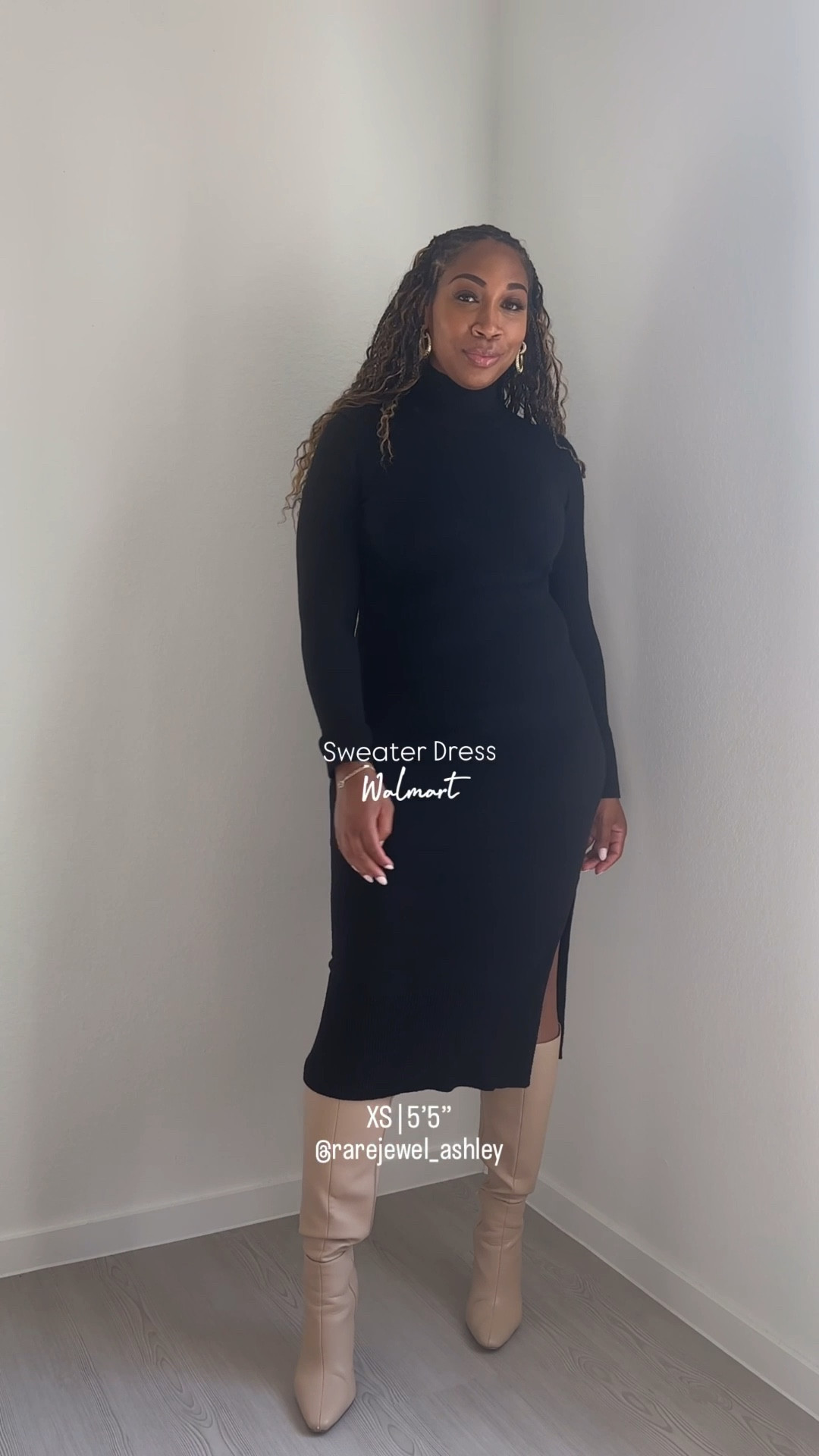 #WalmartPartner This turtle neck,  sweater dress can be dressed up or down. 

I highly recommend sizing down since there’s a lot of stretch. 

Wearing size: XS
Height: 5’5”

#falloutfit #fall #sweaterdress #sweater #sweaters #blackdresses #fallstyle #winterstyle #outfitfitinspiration #styleinspo #thanksgiving #dress #boots #whatiwore #myootd #walmart #LTKShoeCrush #LTKStyleTip #giftsforher #giftideas #gifting #trending 

#LTKootd #LTKGiftGuide #LTKSeasonal