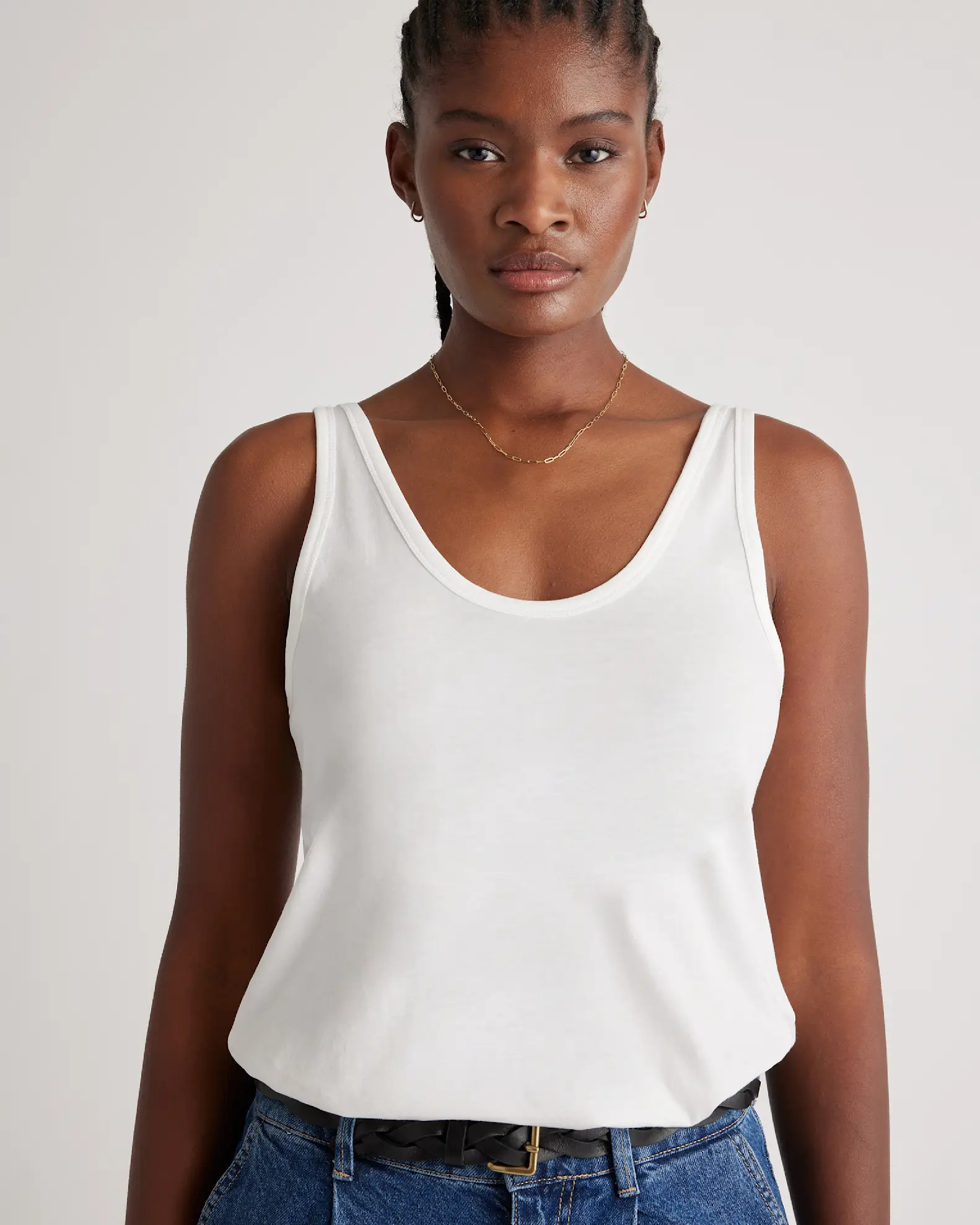 Cotton Modal Double Scoop Neck Tank | Quince
