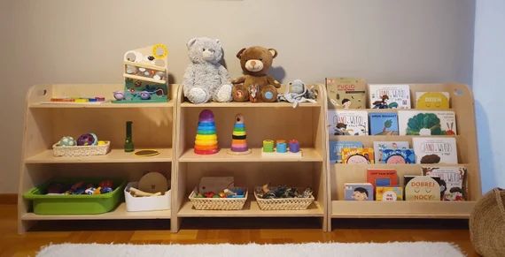 SET of 3x Montessori Shelves Childrens Storage Book Case and | Etsy | Etsy (US)