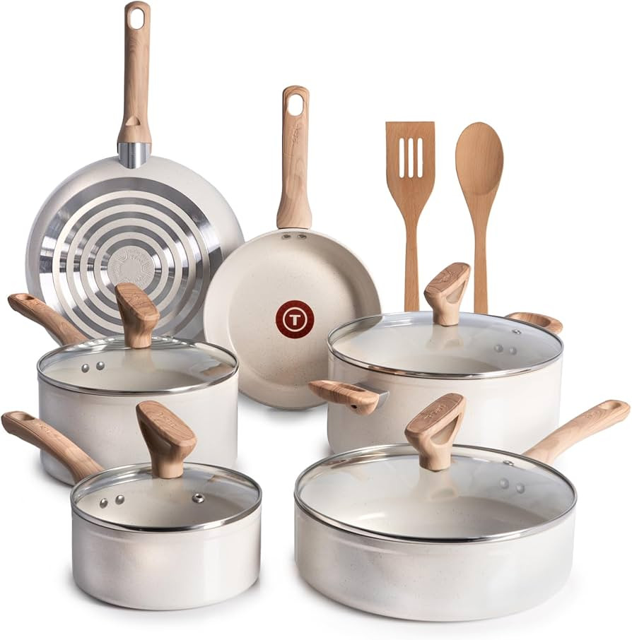 T-Fal Revive Ceramic Nonstick Cookware Set, Oven Safe Up to 350ºF, 12-Piece, Includes Stockpot, ... | Amazon (US)