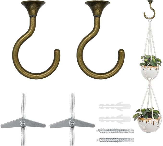 2 Sets Heavy Duty Swag Ceiling Hooks for Hanging Plants with Hardware, Cavity WallFixing, Easy to... | Amazon (US)
