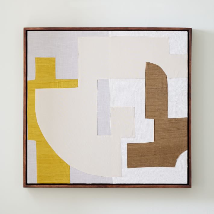 Pieced Fabric Framed Yellow Dimensional Wall Art | West Elm (US)