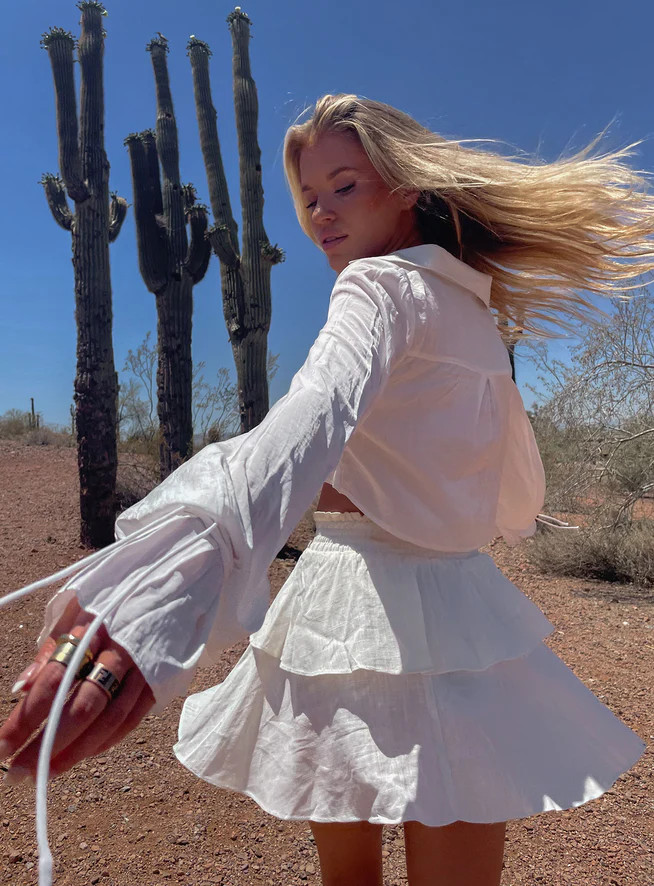 Greta Mini Skirt Off White | Princess Polly US