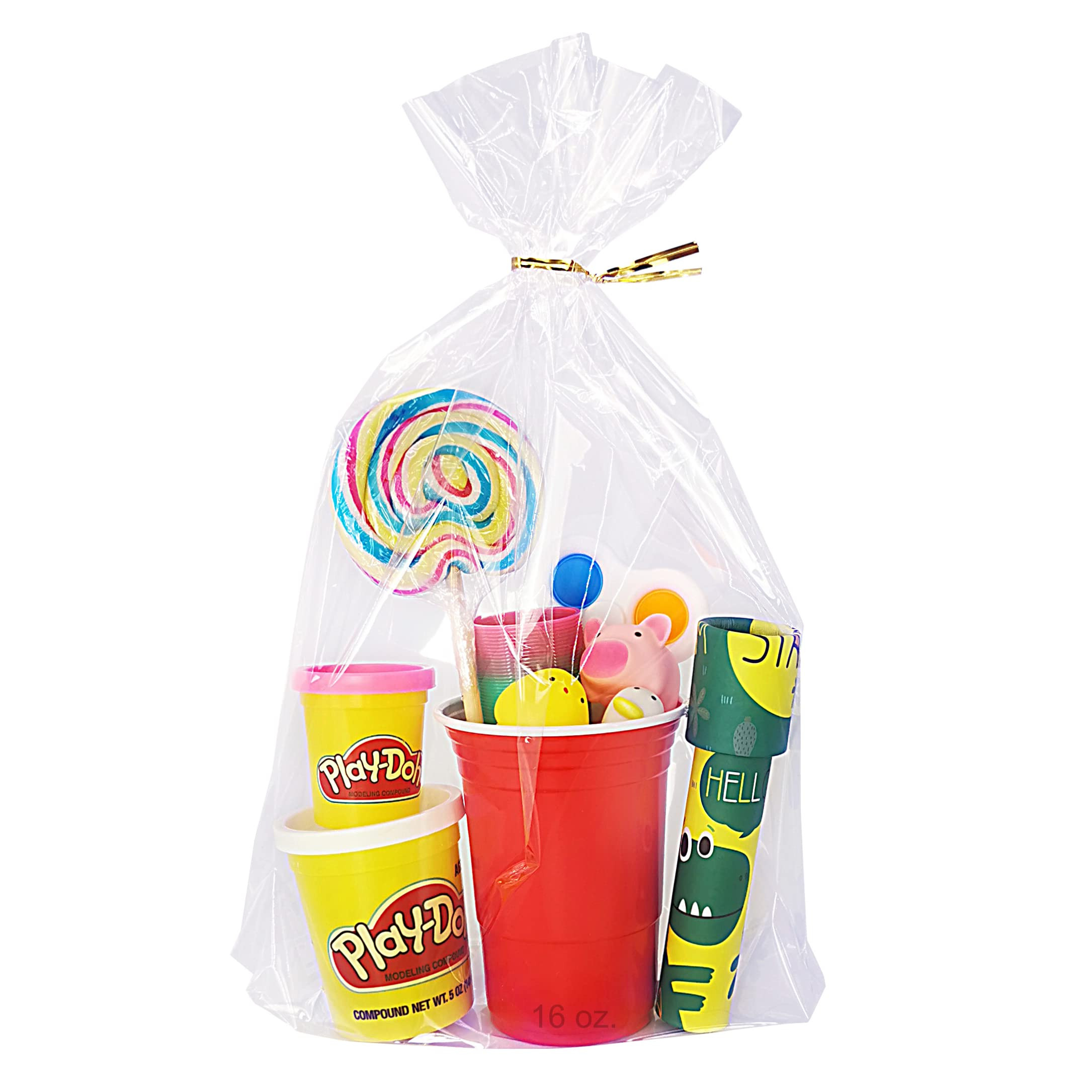 Wowfit 50 CT 10x14 inches Clear Bottom Gusset Cellophane Gift Bags with 6" Gold Twist Ties, Cello... | Amazon (US)