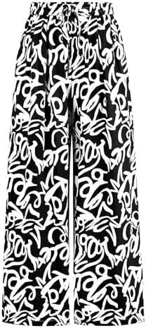 PRETTYGARDEN Womens Pants Elastic Waist Floral Lightweight Palazzo Pants for Women Casual Lounge ... | Amazon (US)