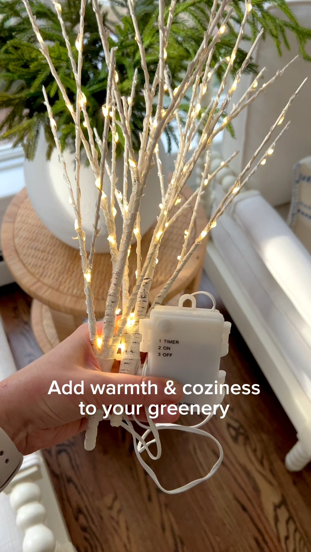 These white LED twig branches are one of my favorite ways to make a space feel more cozy during the holiday season & the winter months! I use the timer so they come on at the same time every day!  - amazon christmas decor, amazon winter decor, birch branches, cozy decor, light up branches, afloral norfolk pine branches, real touch greenery, white vases, wayfair vases, konos vase, living room decor, holiday greenery, classic holiday decor, amazon holiday decor, rattan side table, round side table

#LTKHome #LTKSeasonal #LTKHoliday
