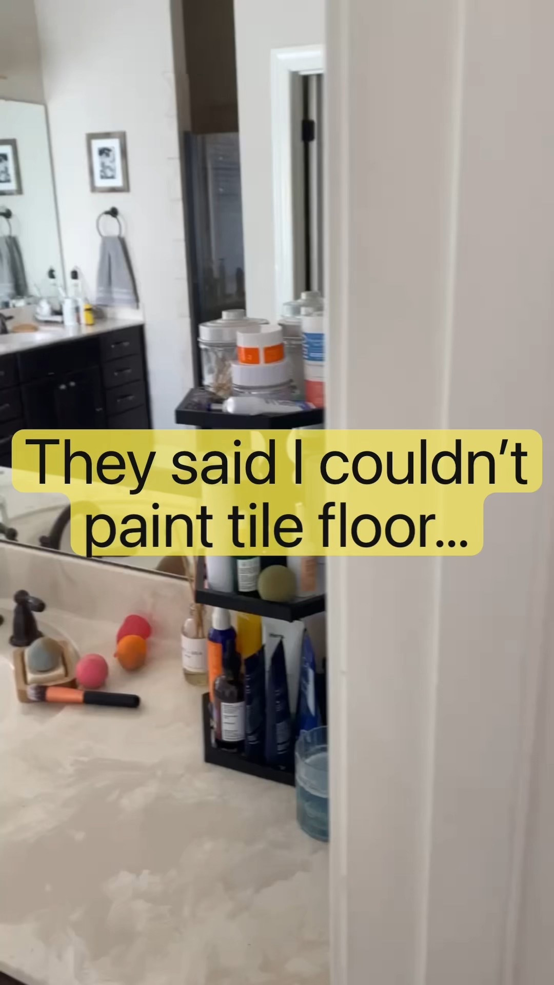 This master bathroom tile floor had a fun before and after! 00s Tuscan to Modern Coastal Farmhouse! I needed a statement floor and didn’t have the budget for a reno, so I found the happy in between. I stenciled and painted my tile floors! 

#LTKSaleAlert #LTKHome #LTKFindsUnder50