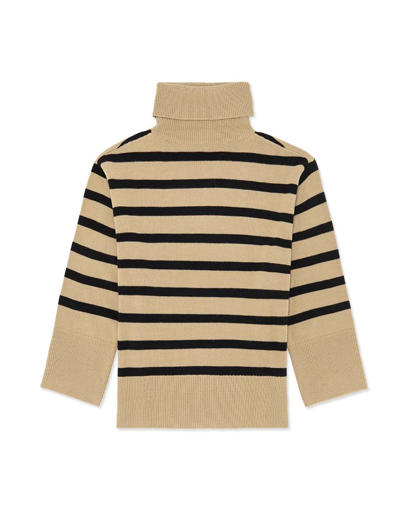 Striped Turtleneck Sweater - Oat Black M-L | We Wore What
