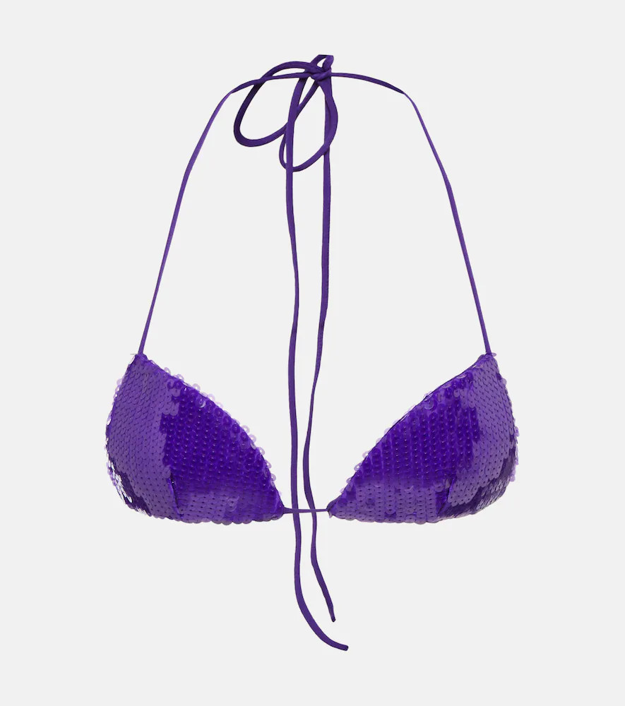 LaQuan Smith Sequined halterneck bra top | Mytheresa (US/CA)