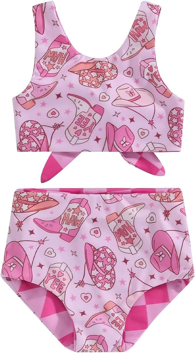Toddler Baby Girl Two Piece Swimsuit Bikini Set Sleeveless Floral Print Tankini Bathing Suit Beac... | Amazon (US)