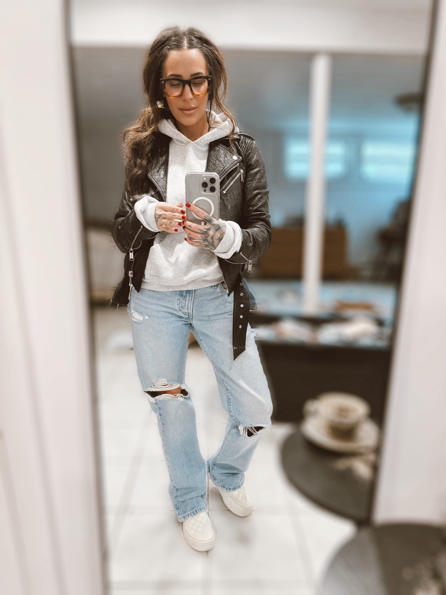 Women's Leather Jacket | Ladies Girls Fashion Zip Up Motor Biker Jacket Coat (Black,XS to XXL) |  Casual Weekend Outfit | Winter Outfit | Platform Vans | Distressed jeans | Winter Must Haves 

#LTKSeasonal #LTKSaleAlert #LTKGiftGuide