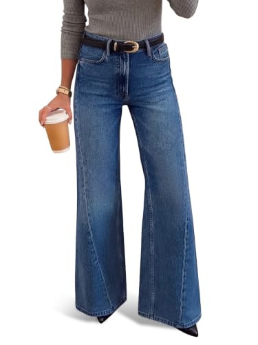 Saodimallsu Womens High Waisted Flare Jeans Stretchy Wide Leg Denim Pants | Amazon (US)