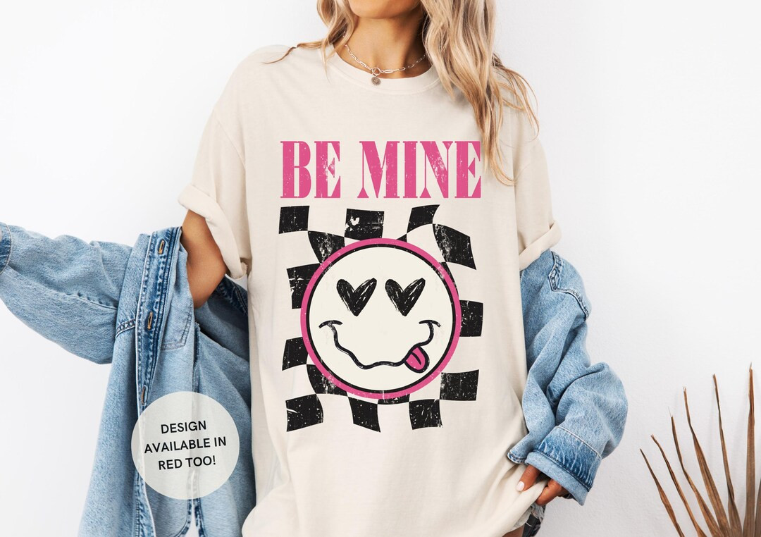 Be Mine Shirt, Valentines Day Shirt, Nirvana Inspired Shirt, Heart Smiley Tshirt, Vday Shirt for ... | Etsy (US)