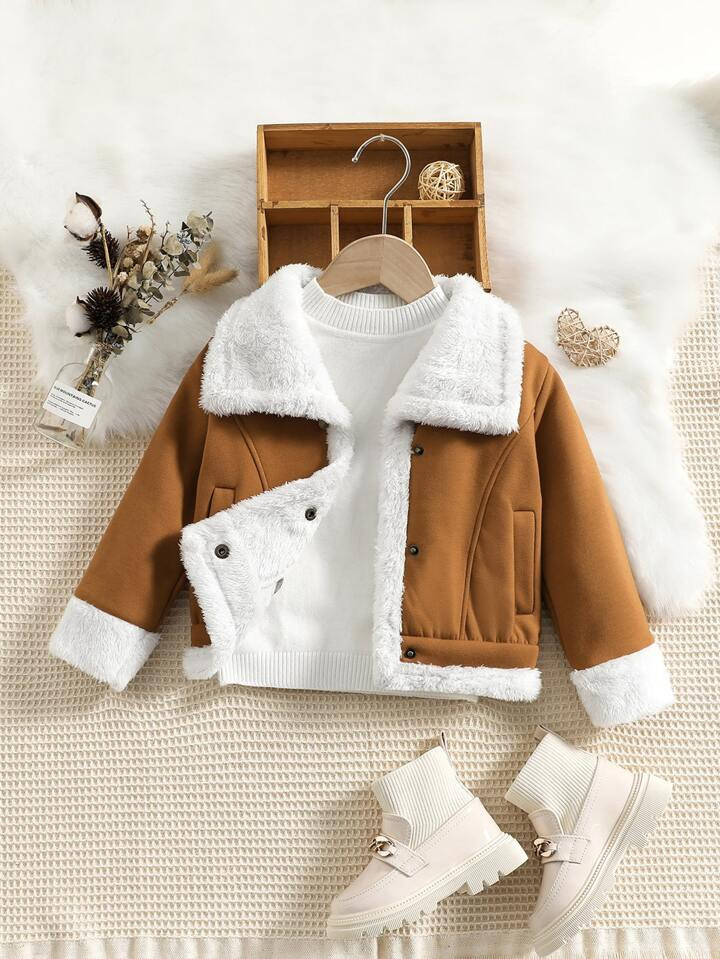 Toddler Girls Teddy Lined Jacket | SHEIN