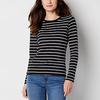 a.n.a Womens Crew Neck Long Sleeve T-Shirt | JCPenney