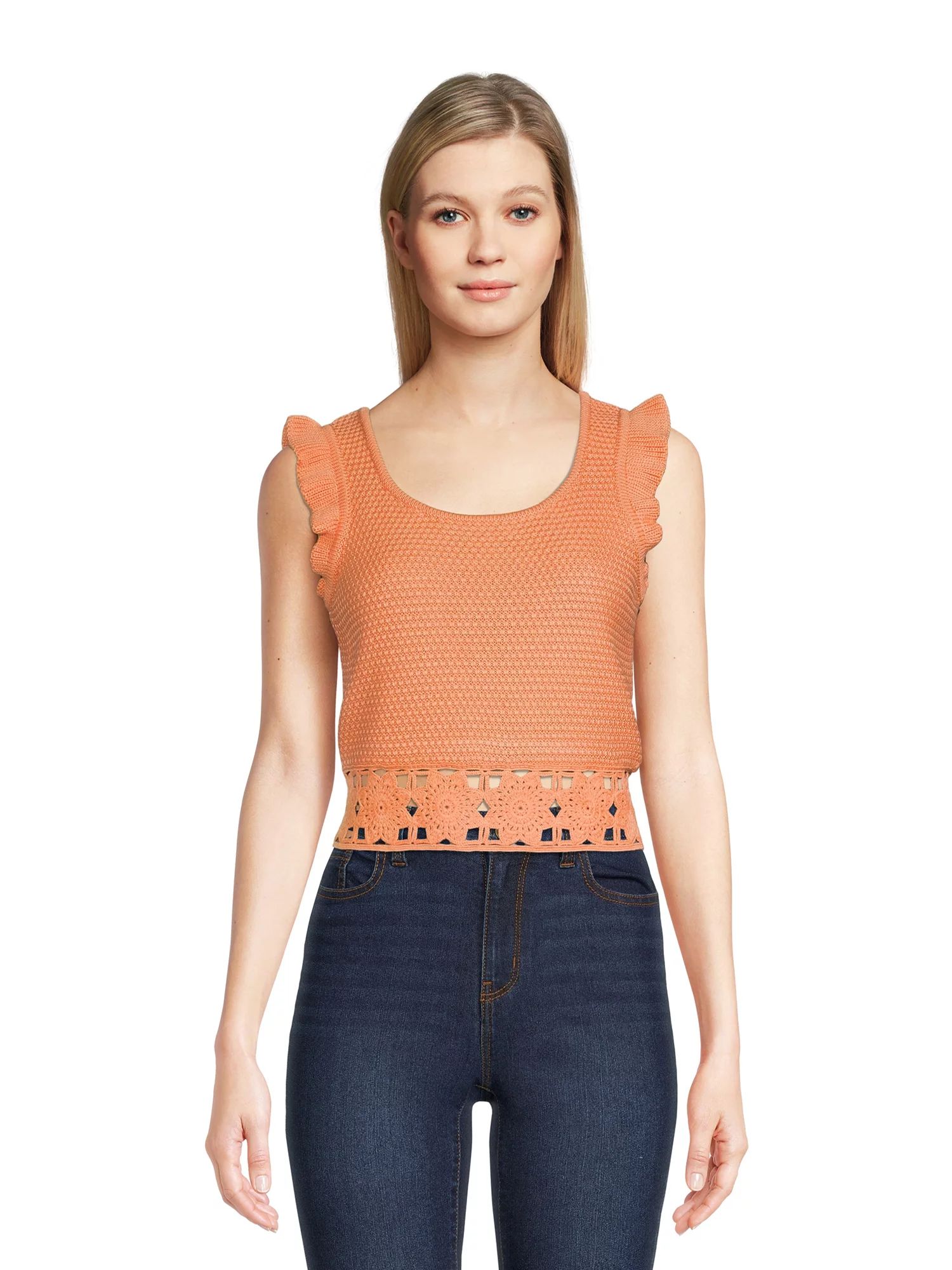 Madden NYC Juniors Crochet Top, Sizes XS-3XL | Walmart (US)