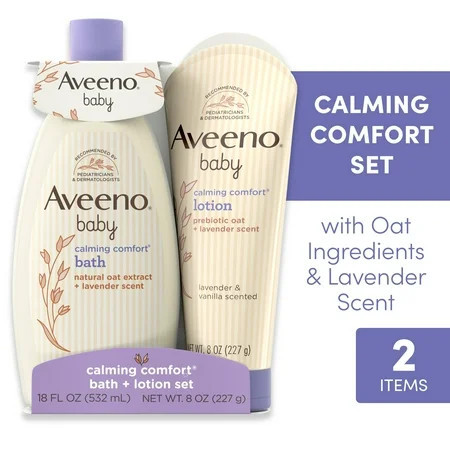 Aveeno Baby Calming Comfort Bedtime Unisex Infant Baby Gift Set with Wash and Lotion, Lavender Scent, 2 Items | Walmart (US)