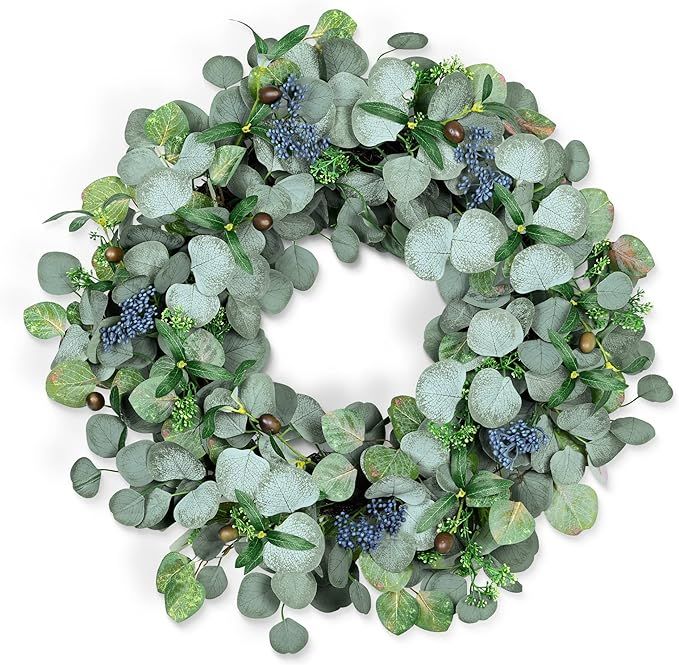 Eucalyptus Wreath for Front Door, COLORSPEC 24 Inch Eucalyptus Wreath with Olive Leaves and Berri... | Amazon (US)