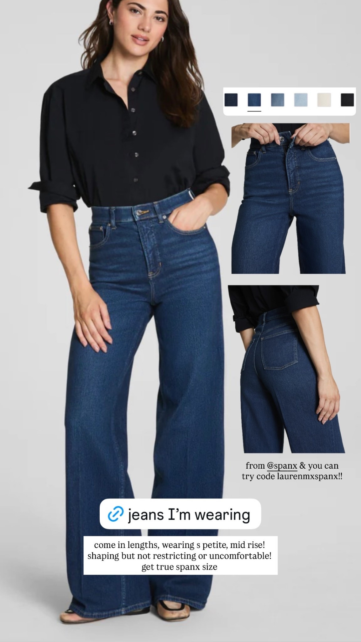 from @spanx & you can try code laurenmxspanx!! come in lengths, wearing s petite, mid rise! shaping but not restricting or uncomfortable! get true spanx size

#LTKSeasonal #LTKgrwm #LTKootd