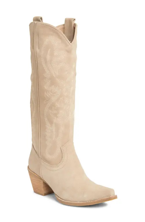 Jeffrey Campbell Rancher Knee High Western Boot in Beige Suede at Nordstrom, Size 9.5 | Nordstrom