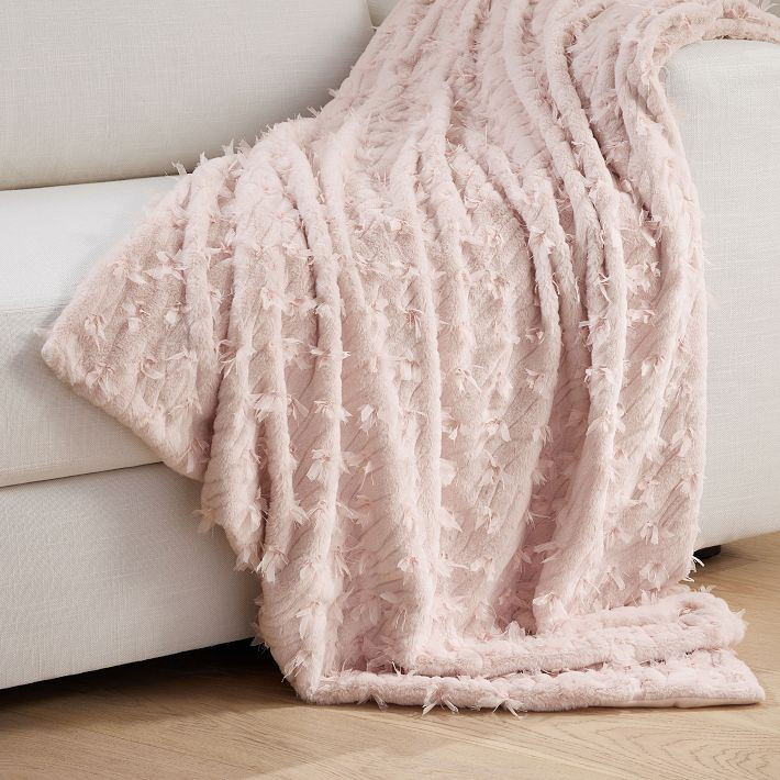 LoveShackFancy Sweet Bows Fur Throw | Pottery Barn Teen