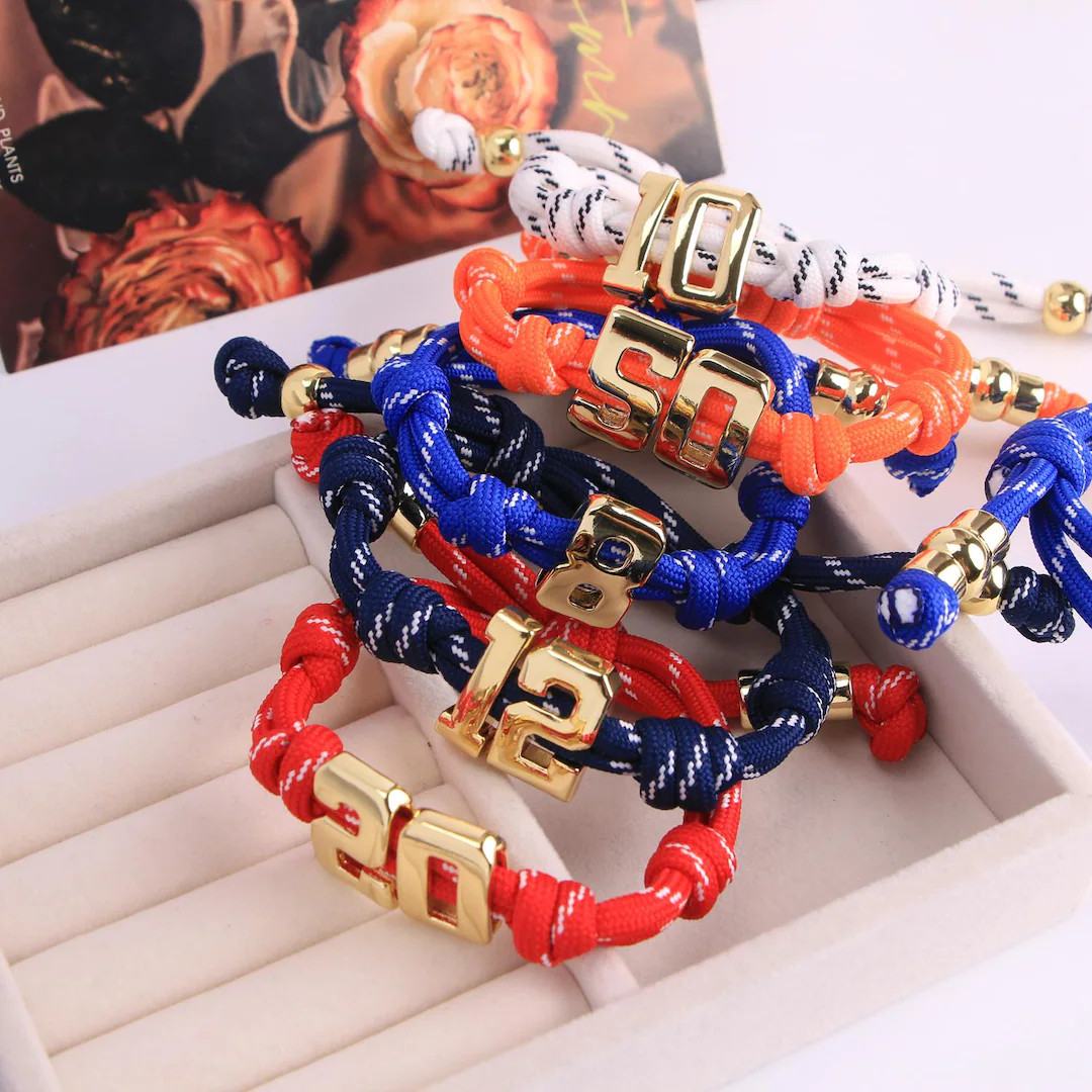 1 pcs Custom Gold Silver Color Bubble Number Bracelet, Personalized Woven Knotty Jewelry, Unisex ... | Etsy (US)