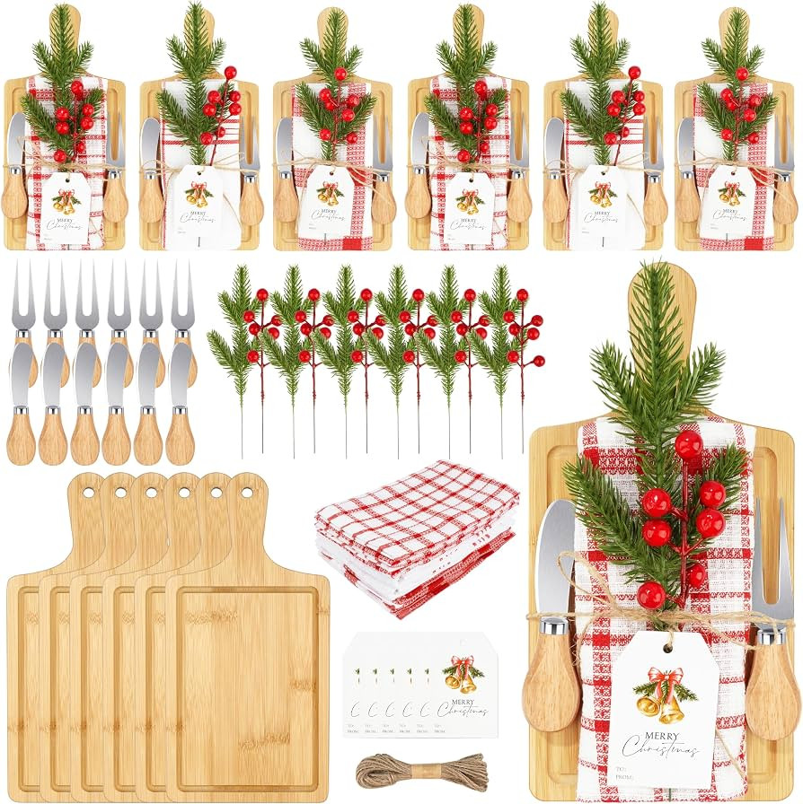 Fayoo 6 Set Christmas Wooden Cutting Board Kit, Kitchen Gift Set | Amazon (US)