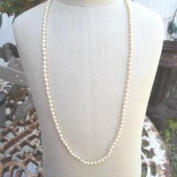 Vintage Long Pearl Necklace Sterling Silver Clasp 1950S 1960S Gold Tone Ivory Colored Beads Simple Basic Classic | Etsy (US)