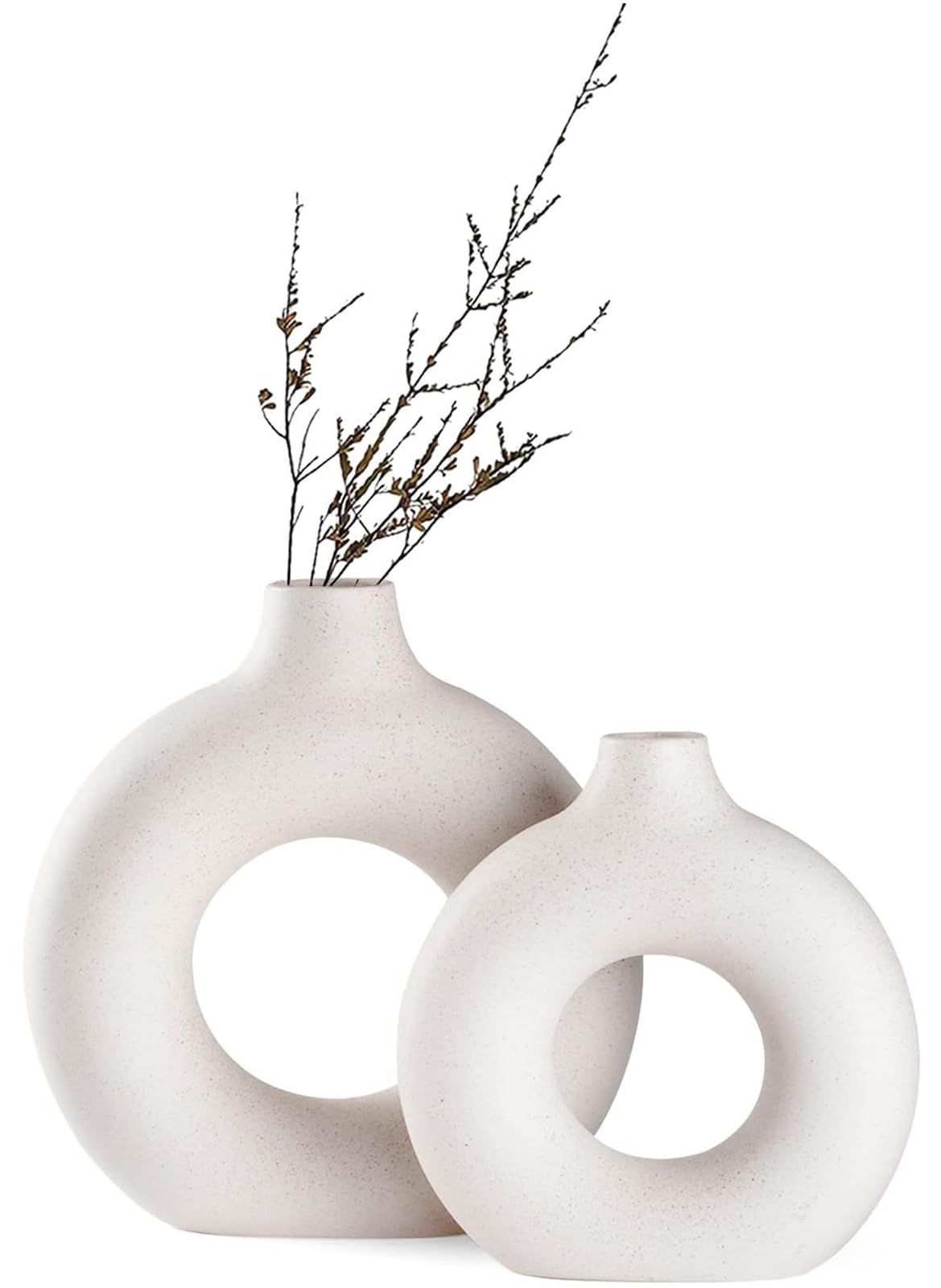 Ceramic Vases Set of 2,Modern Vases for Home Decor, White Boho Vases for Living Room Kitchen Mant... | Amazon (US)