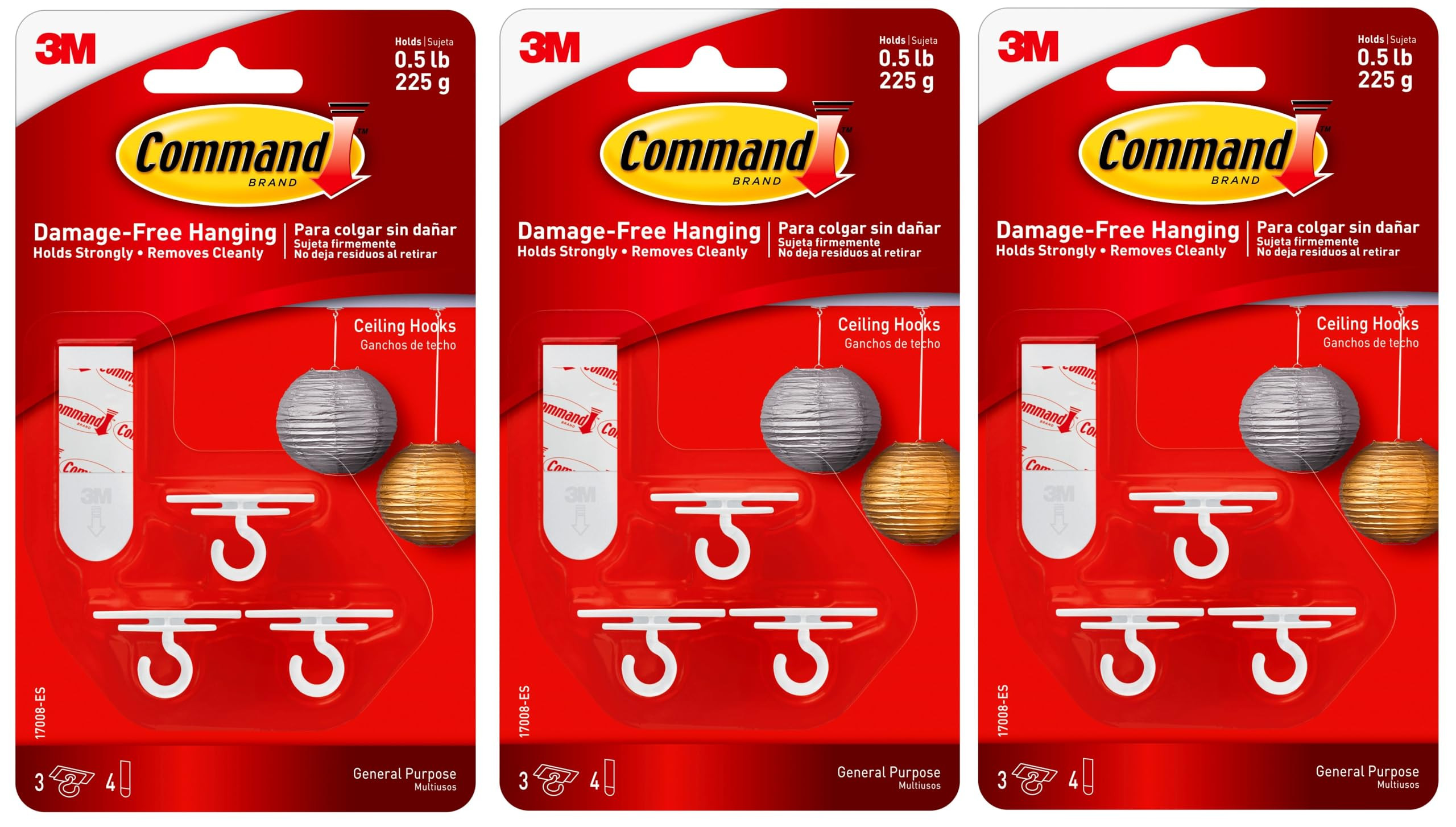 Command 17008-ES Ceiling 9 Hooks, 12 Foam Strips per, White | Amazon (US)