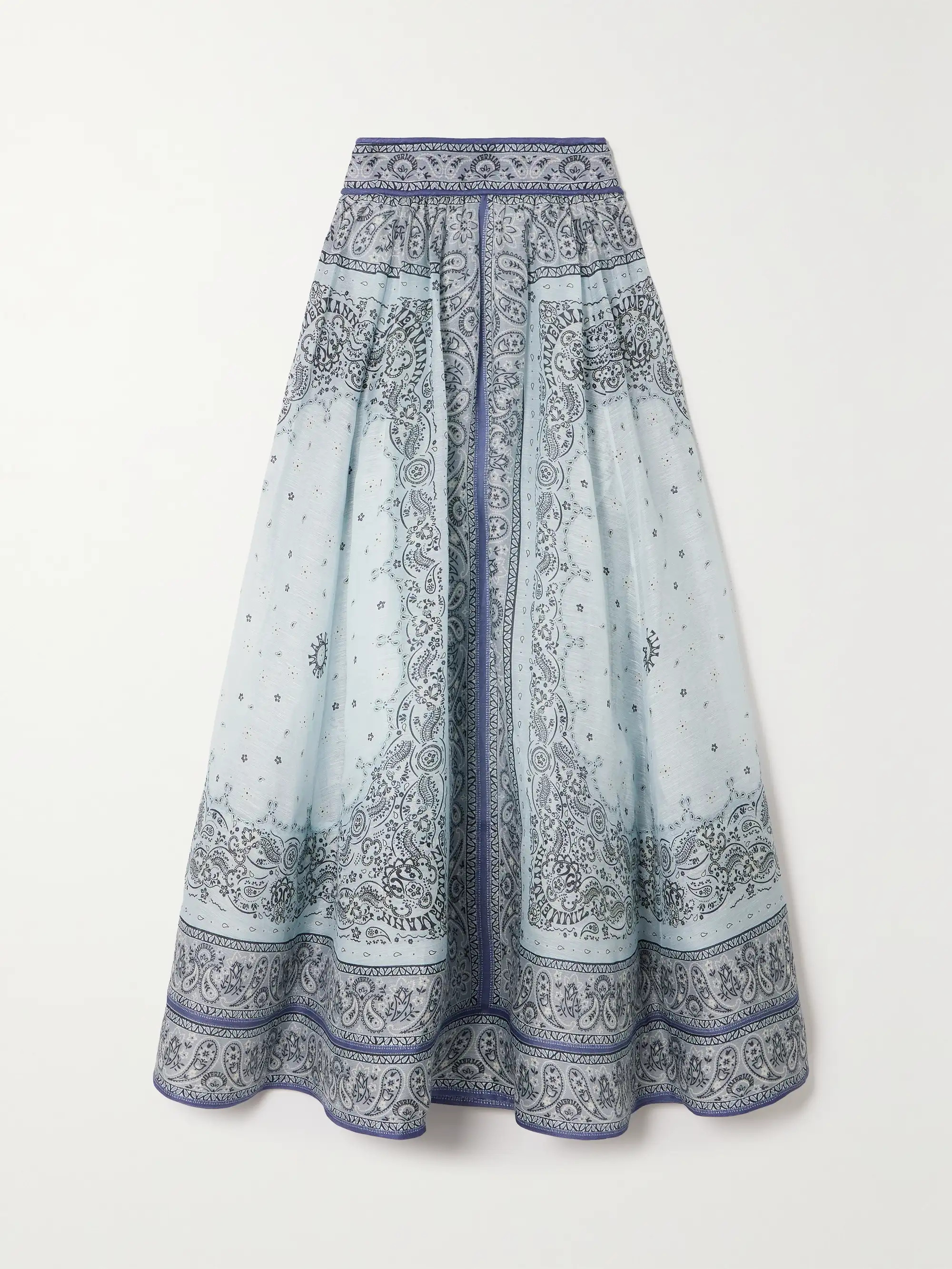 Matchmaker printed linen and silk-blend midi skirt | NET-A-PORTER (US)